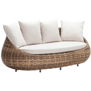 Dehner Gartenlounge-Set Lounge-Sofa Tulum, 3-Sitzer Sofa inkl. Polster, 208 x 97 x 76 cm, modernes, hochwertiges Outdoor-Sofa mit wasserabweisendem Bezug braun
