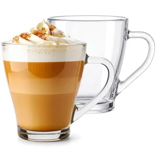 Glasmark KROSNO 1992 Hugo Kaffeegläser-Set 6-teilig Cappuccino Eiskaffee Gläser Becher Spülmaschinenfest 6x360 ml, Durchsichtig