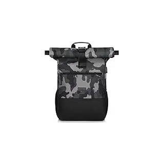 RJEU Rucksack Herren,Schulrucksack Jungen Teenager,Rolltop Rucksack für Reisen Camping Schule Arbeit (BlackCamouflage)