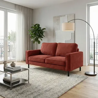 Livetastic 2-Sitzer-Sofa, Rot, Metall, 148x85x92 cm, Stoffauswahl, Hocker erhältlich, Rücken echt, Wohnzimmer, Sofas & Couches, Sofas, 2-Sitzer Sofas