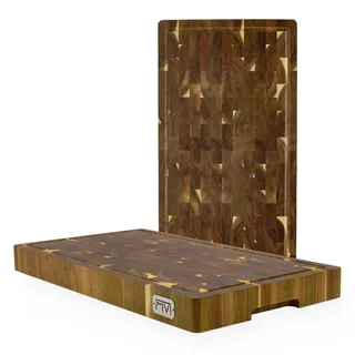 FIVI Premium Schneidebrett NILS aus Akazienholz, 50x28x4,5 cm | Schneidebrett, Servierbrett & Hackbrett – FSC-zertifiziert, handgefertigt, antibakteriell & langlebig – Akazienholz