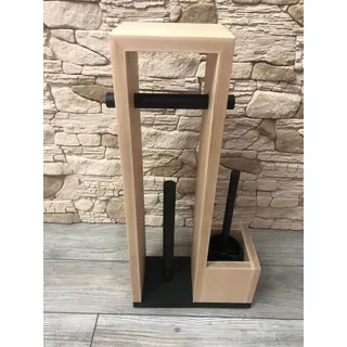 WC-Garnitur Natur Toilettenpapierhalter stehend Holz mit Toilettenbürste 63 cm