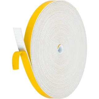 Palazen 10m Dichtungsband Selbstklebend für Türen Fenster 12mm(B) x1.5mm(D) Moosgummi Dichtband als Tür-Fenster-Dichtung-Zugluftstopper Schaumstoffband Abdichtung Weiß [1 Rollen]