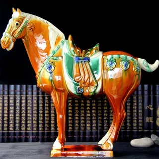XIALON 32 cm Tang Sancai Keramik Pferd Statue Dekoration Handwerk Wohnzimmer Feng Shui Dekor