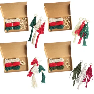 Generisch Weihnachtsbaum-Makramee-Set, Anfänger-Makramee-Set für Erwachsene,Weihnachtsbaum Makramee Ornament | Makramee-Ornamente, Weihnachtsbaum-Anhänger, Makramee-Starter für Weihnachtsbaum-Kamin