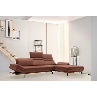 hülsta sofa Ecksofa hs.420, in 2 Qualitäten, Holzrahmen in Eiche Natur oder Nußbaum, Breite 313 cm braun