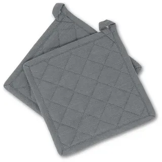GWS Hitzebeständige Topflappen 1 Paar Anthrazit 20 x 20 cm 100 Prozent Baumwolle Oeko-TEX Standard 100 rutschfest waschbar