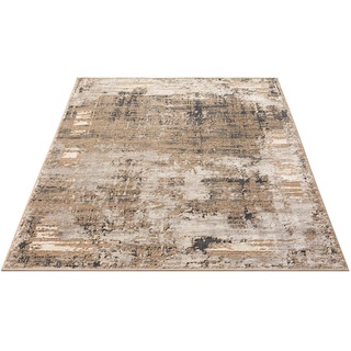 Teppich LEONIQUE "Hamsa" Teppiche Gr. B/L: 200 cm x 300 cm, 9 mm, 1 St., grau Esszimmerteppiche dezenter Glanz, Schrumpf-Garn-Effekt, im Vintage-Look, dichte Qualität