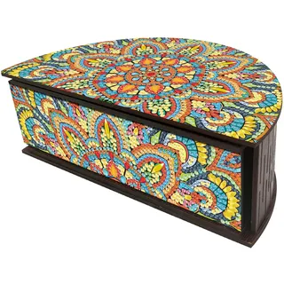 CXINLky Diamond Art Painting Aufbewahrungsbox, Diamond Art Holz Halbmondform Box, DIY Mandala Diamond Art Painting Schmuckkästchen Aufbewahrungsbox-02-Mandala