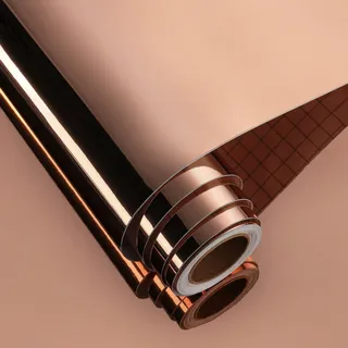 FunStick 30CM×7M Wandtapete Rose Gold Selbstklebende Folie Spiegeloptik Glänzend Klebe Spiegelfolie Wand Küche Badezimmer Reflektierend Wandspiegel Champagner Gold Klebefolie Möbel Schrank Regale