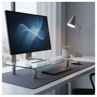 Melko Bildschirmerhöhung TV-Aufsatz 38,5 cm Weiß Edelstahl/Glas