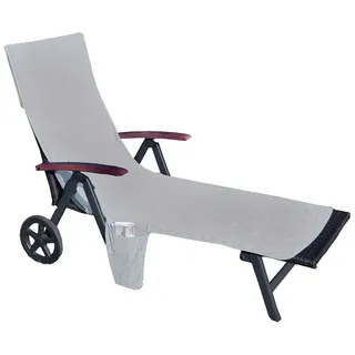 Casa Colori Handtuch Liegestuhl Auflage XXL 60x190 Frottier Auflage in Silber, Frottee (1-St), XXL silberfarben