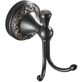 Bunthaus Doppelte Garderobenhaken Aus Ölgeriebener Bronze, Doppelhaken Für Antiken Schwarzen Mantel, Retro-garderobenständer Aus Messing, Vintage-badezimmeraccessoire, Wandmontage