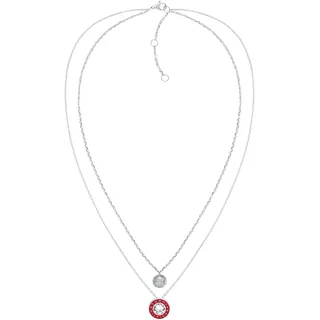 Kette mit Anhänger TOMMY HILFIGER "LAYERED ENAMEL, 2780803" Halsketten Gr. Edelstahl, Länge: 51 cm, rot (edelstahlfarben, rot, weiß) Damen Ketten mit Anhänger