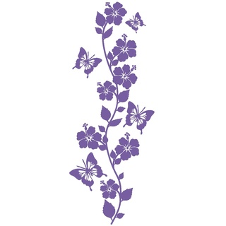 Samunshi® Blumenranke Wandtattoo lang 19 x 50cm lavendel