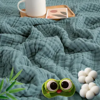 rialgirw Alpenfaser Musselin Decke, Sanfte Musselindecke Sommer, 100% Aus Natur Baumwolle, Weiche & Atmungsaktive Musselin-Decke für Erwachsene, Kinder, Perfekt für Bett, Sofa (Dunkelgrün,130x150cm)