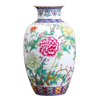Kreative Vasen, Keramik-Blumenvase, 34,9 cm, große Blaue und weiße Porzellanvase, chinesische Retro-Steinzeug-Emaille-bemalte Vasen, Schlafzimmer-Wohnzimmer-Dekoration, Ornament-Zubehör, Wohnzimmer
