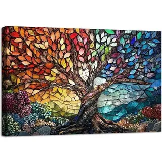 Leinwandbild Baum des 30L x 40B cm Edelstein Glas Baum des Lebens