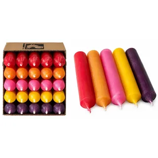 Kerzenfarm Hahn kurze Stabkerzen Bunt - Kerzenset 25 Stück - Premium Qualität Made in Germany - 22mm Durchmesser, 10cm Länge bunte Kerzen durchgefärbt - Stabkerzen pastellfarben - Tafelkerzen Set 1