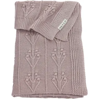 Meyco Baby Romantic Flower Babydecke, gestrickte Wiegedecke (aus 100% weicher Baumwolle, vielseitig einsetzbar, einfache Pflege, atmungsaktiv, Größe: 75 x 100 cm), Lila