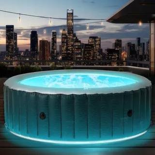 BRAST Whirlpool aufblasbar MSpa | 4-8 Personen | viele Modelle rund & eckig | Ø 125-224cm, In- Outdoor Pool, bis zu 144 Massagedüsen, inkl. Aufblasfunktion, Abdeckung, Timer, Heizung | Starry