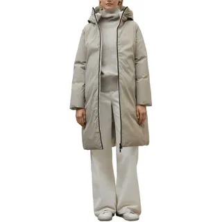 ECOALF Langer Wintermantel, Beige/Weiß, mit Kapuze, lässiger Stil, Reißverschluss, minimalistisches Design, Beige / Weiß, 36 - 36