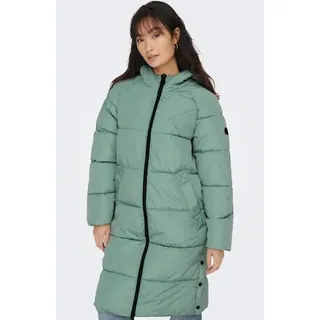 Steppmantel ONLY "ONLAMANDA LONG PUFFER COAT", Damen, Gr. S (36), blau (blau surf), Web, Obermaterial: 100% Polyester. Futter: 100% Polyester. Wattierung: 100% Polyester, unifarben, casual, lässig geschnitten, Langarm, Mäntel, mit Kapuze