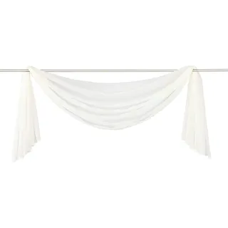 Yaland Voile Transparenter Freihandbogen einfarbig Uni Querbehang Wohnzimmer Gardinenschals (HxB 400x140, beige) 1 Stück