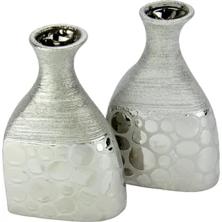Dekovase OTTO HOME "Keramik", silber (silberfarben), B:12cm H:19cm T:6cm, Keramik, Vasen, mit Tropfen- und Kreisdesign und schmaler Öffnung