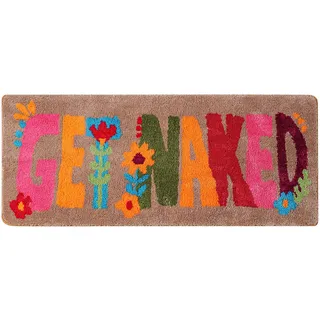 Fosiyaa Get Naked Badematte, Boho-Läufer, 50 x 119 cm, lang, Badezimmerteppich, rutschfest, saugfähig, niedlich, lustig, dick, zottelig, Bodenmatten für Badewanne, maschinenwaschbar (Braun)