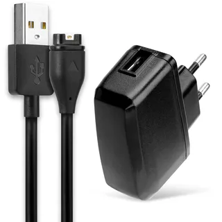 subtel, USB Ladegerät für Garmin Fenix 8 7 Forerunner 265 255 965 955 165 55 Vivoactive 5 Venu 3 3S 2 Enduro 3 – Ladekabel 1m + Netzteil 1A Smartwatch Fitness Tracker Sportuhr Ersatz Ladekabel