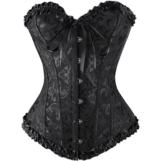 DeaAmyGline Korsett Damen Korsage Oberteil - Unterbrust Corsage Damen Corset Top Gothic Vintage Corsett Schnürkorsett mit Spitze Rüschen Vollbrust Corsagen Bustier Korset Corsette Overbust