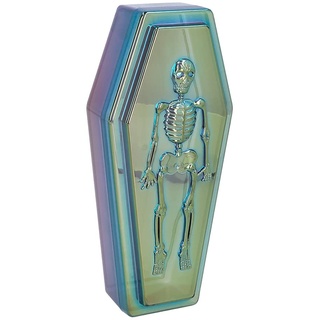 Boland 73059 - Aufbewahrungsbox mit Deckel für Halloween Deko, Sarg Kiste aus Kunststoff, Skelett Deko, Irisierend