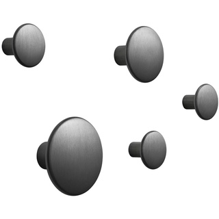 Dots Metall Wandhaken 5er-Set, schwarz