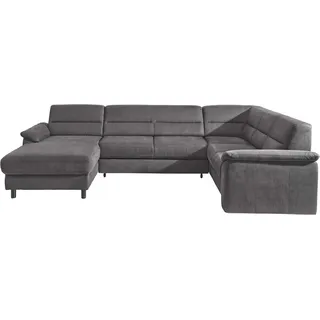 sit&more Wohnlandschaft SIT & MORE "Top Ascara U-Form", grau (anthrazit), B:312cm H:85cm T:204cm, NaturLeder in Sitz und Rücken, Korpus ist mit passendem Kunstleder bezogen.