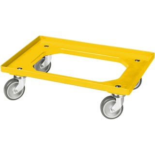 Transportroller für Kisten 60 x 40 cm mit 4 Lenkrollen in gelb