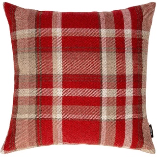 McAlister Textiles Heritage | Sofakissen mit Füllung in Rot | 50 x 50 cm | gewobenes Tartan-Muster kariert | Deko gefülltes Kissen Sofa, Bett, Couch pflegeleichtes Wolle-Gefühl