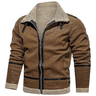 Herren Winterjacken Fleece Outwear Reißverschluss Business Overmantel Casual Mantel Outdoor Khaki,Größe Größe EU XL