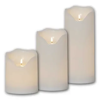 Star Trading XXL Outdoor LED Kerze GRAND, 3D Flamme, Jumbo Kerzen 3er Set, mit Timer