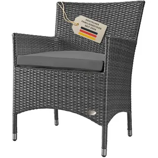 Gartenstuhl Stuhl Sessel Hochlehner Rattanstuhl Rattan Polyrattan Alu Grau