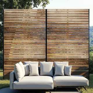 GarveeTech Paravent Outdoor, 120x180cm Freistehender Sichtschutz aus Stahl, Windschutz für Terrasse und Garten, Raumteiler für Indoor und Outdoor, Metall Trennwand mit Ständer - A
