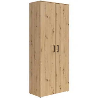 Roller Carryhome Mehrzweckschrank Eiche Artisan Kunststoff, 5 Fächer, 80x195x40 cm FSC Mix, stehend, Waschküche, Mehrzweckschränke