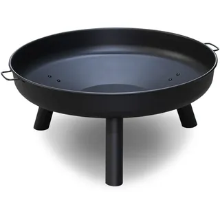 SWANEW Feuerschale für Draußen Ø82.5cm, Gross Feuerstelle Feuerkorb Eisenschale mit Griffen, Hochwertig Feuerschale für Balkon Hof Wiese Wald Kamin Terrasse Camping