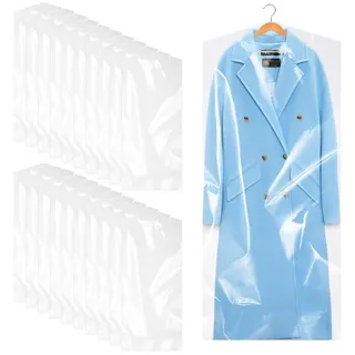 trinkrittey 10 Stück lange Kleiderhüllen 180 cm Transparente Kleidersäcke zum Aufhängen, Kunststoff Hängen Staubdicht Kleiderschutz für Mäntel, Kleider