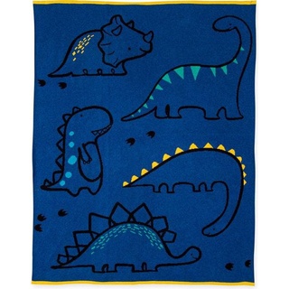 Bizzi Growin, Babydecke, Dinosaurier-Strickdecke aus Baumwolle (70 x 90 cm)