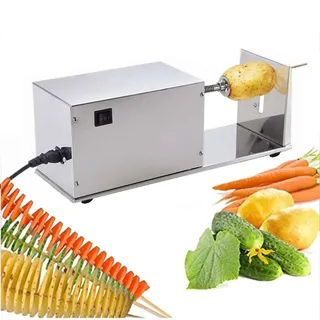 XDLYWUZIQ Automatischer Kartoffel-Spiralschneider, Elektrischer Tornado-Kartoffelschneider, Kartoffel-Spiralschneider, Tornado-Schneider Für Lockige Pommes – Edelstahl