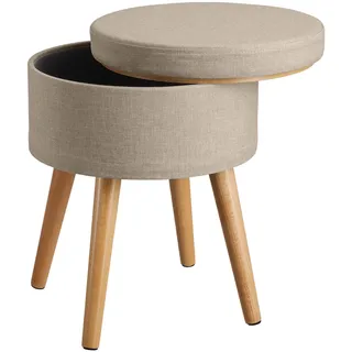 Tectake Sitzhocker Yara gepolstert in Leinenoptik 42,5 x 45,5 x 42,5 cm Beige