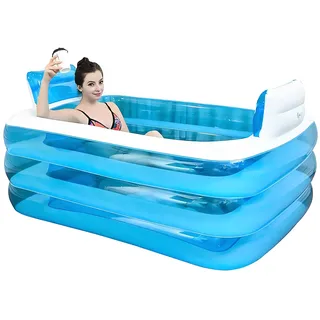 Aufblasbare Pools Spa Badewanne - Verdickte Erwachsene Strandbadewanne Barrel Doppelbadewanne Faltbare PVC+ Fußpumpe Schwimmbecken