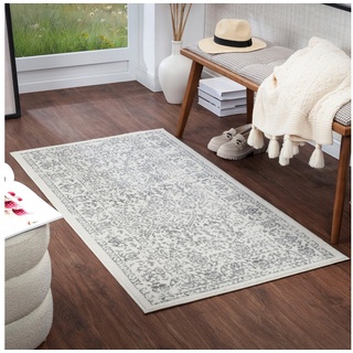 Teppich Traditional, Surya, rechteckig, Höhe: 8 mm, Boho Kurzflor Orientteppich, Wohnzimmer, Schlafzimmer, Grau weiß 160 cm x 215 cm x 8 mm