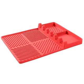 Flaroey Grillzubehör, Werkzeuge für Seitenablage, Matte, Grillunterlage, Grill, Küchentheke, Spatel, Silikonmatte, Rot, Klein
